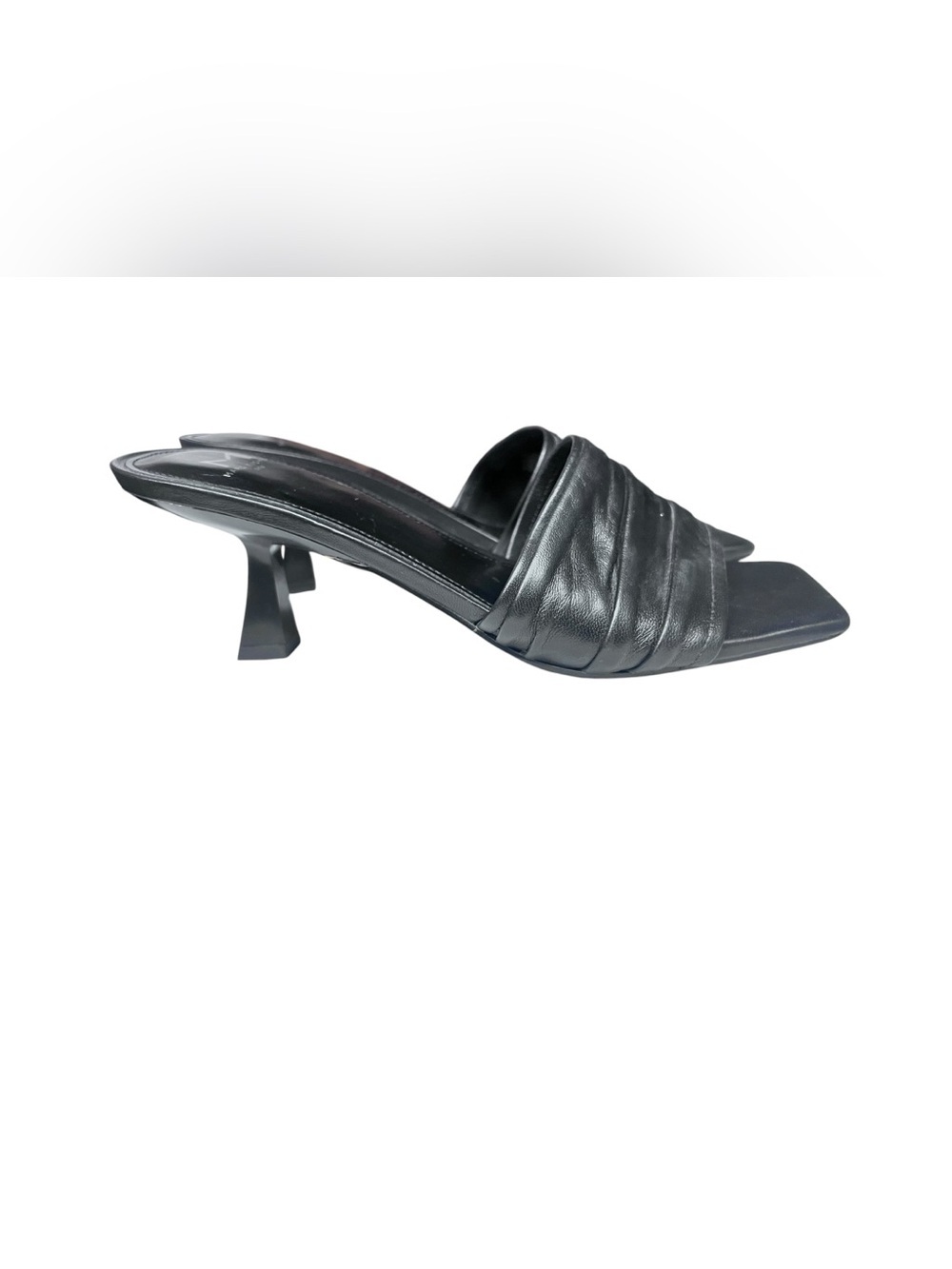 Marc Fisher LTD Caleno Black Leather Upper Kitten Heel Slide Sandals 9 M